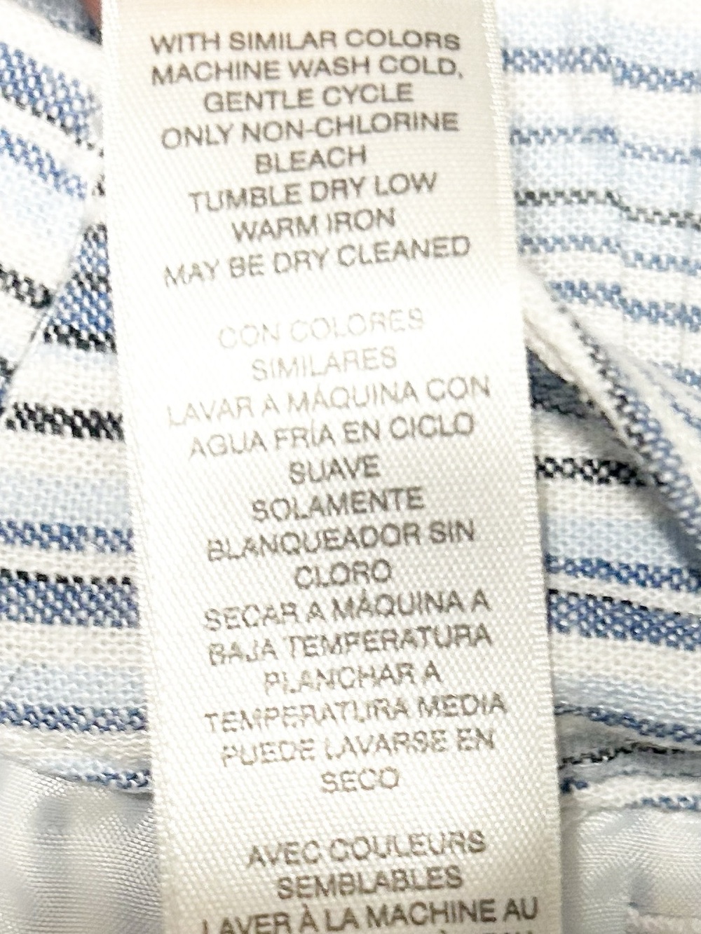 Chico’s Linen Blend Blue White Striped Wide Leg Crop Pants Size 1.5 - Picture 10 of 12